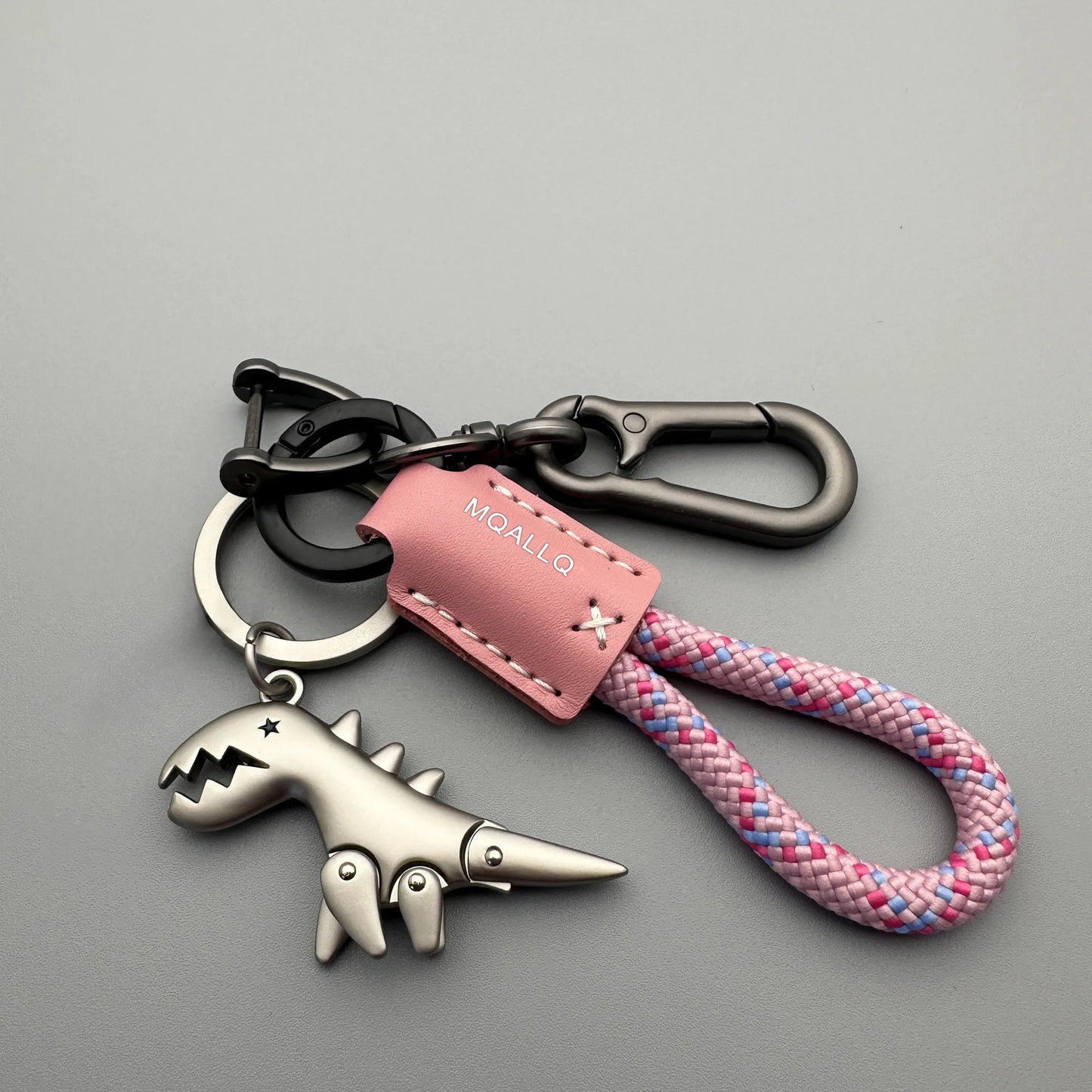 Cute Cartoon Dinosaur Keychain – Zinc Alloy & Leather Rope