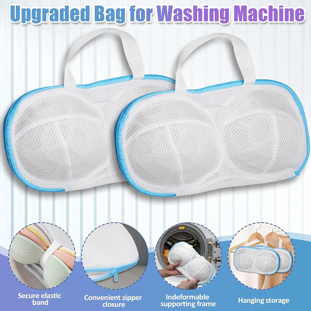 2 Pcs Bra Washing Bags for Laundry – 3D Protective Bracket Lingerie Wash Bag, Non-Deform Dryer Safe