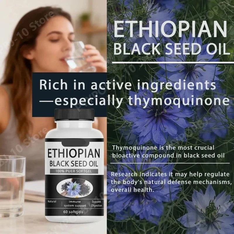 Black Seed Oil 800mg Capsules | 100% Ethiopian Pure | 60 Softgels