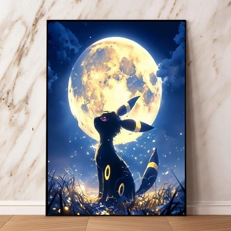 Classic Pokemon HD Canvas Painting Anime Figures Umbreon Poster Print Watercolor Wall Art Picture Modern Home Decor Kids Gifts Peaceful Pleasures Health and Wellness