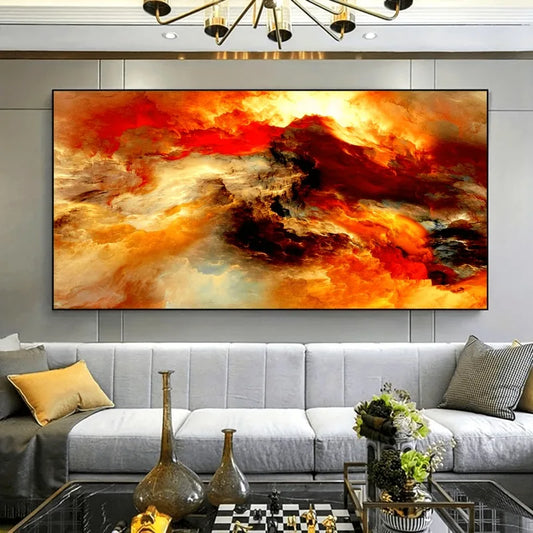 Abstract Canvas Wall Art – Blue Yellow Orange Swirls Poster Canvas Wall Poster Peaceful Pleasures Health and Wellness