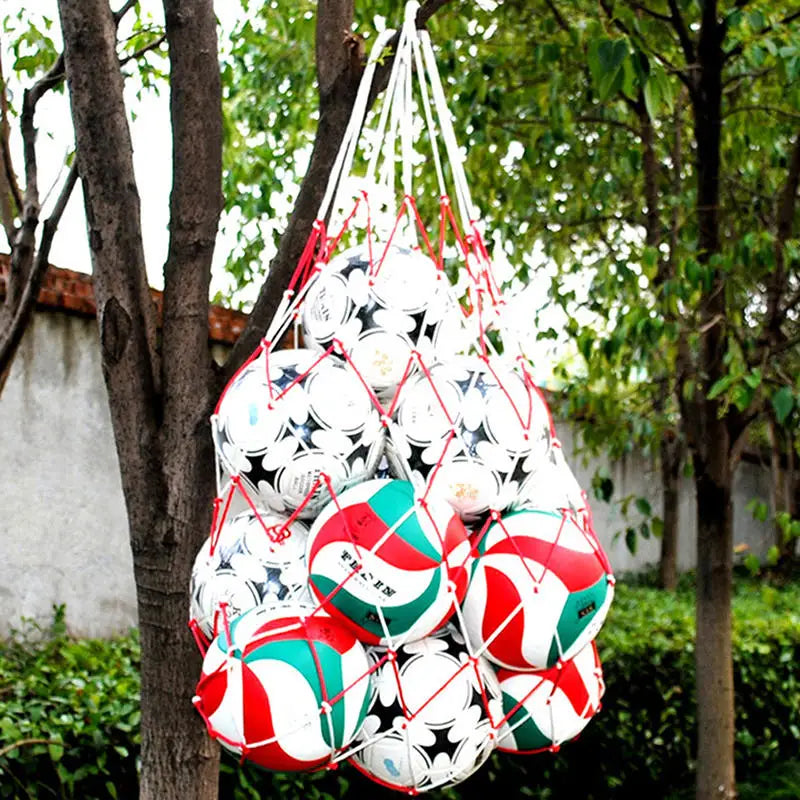 Thick Mesh Ball Storage Bag with Drawstring Red White Portable Durable Nylon Bag Basketball Football Volleyball Sports Equipment Peaceful Pleasures Health and Wellness