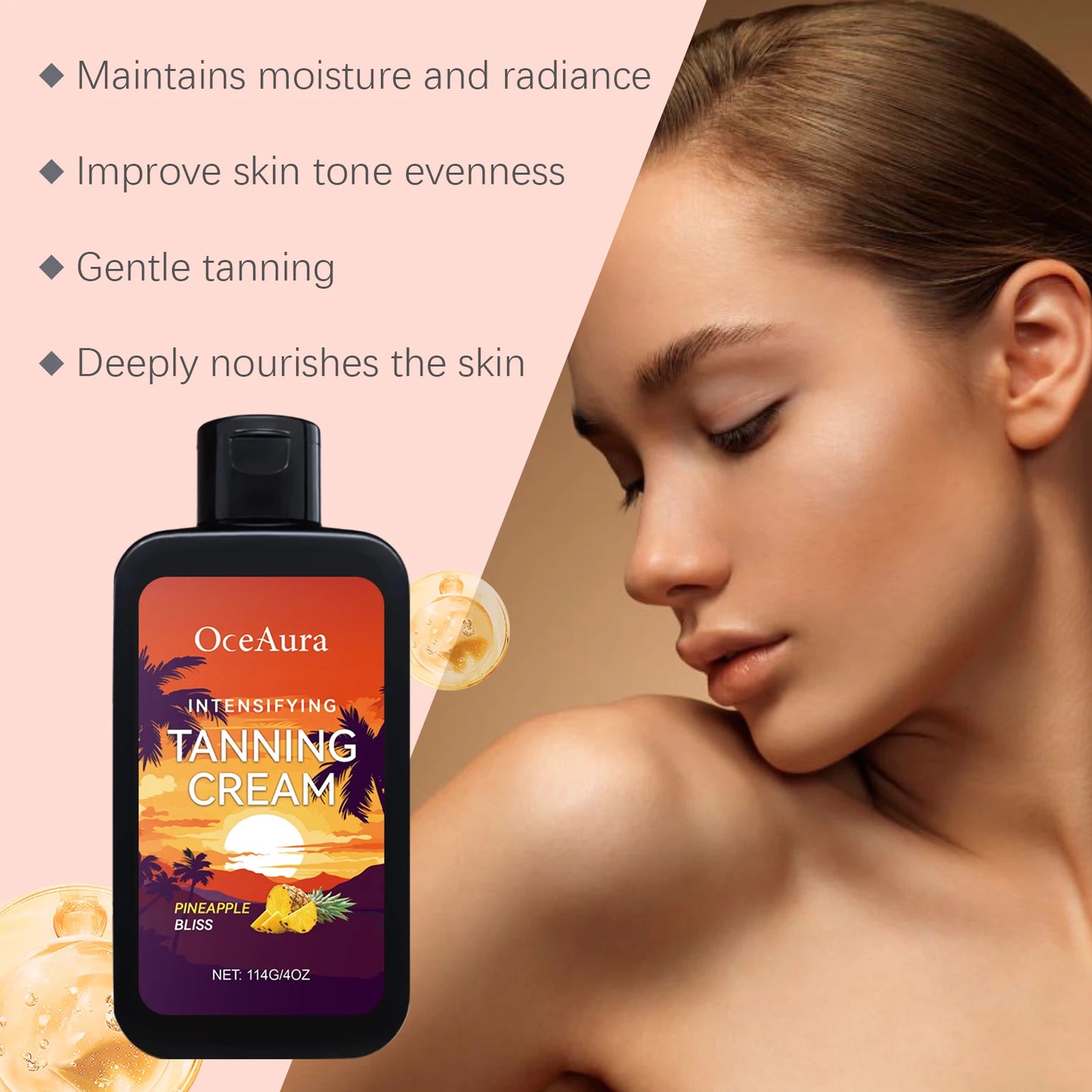 OceAura Sunless Self-Tanning Cream with Coconut Oil 114g