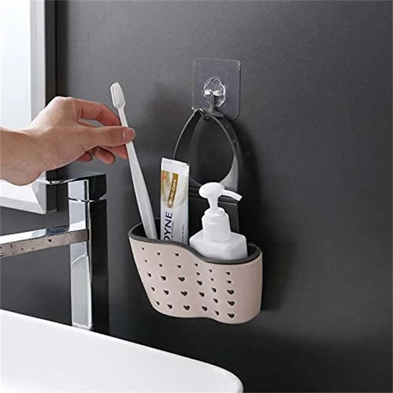 Sink Draining Hanging Basket Adjustable Kitchen Accessories Rubber Sink Bag Soap Sponge Shelf Faucet Holder for Bathroom 1PC Peaceful Pleasures Health and Wellness