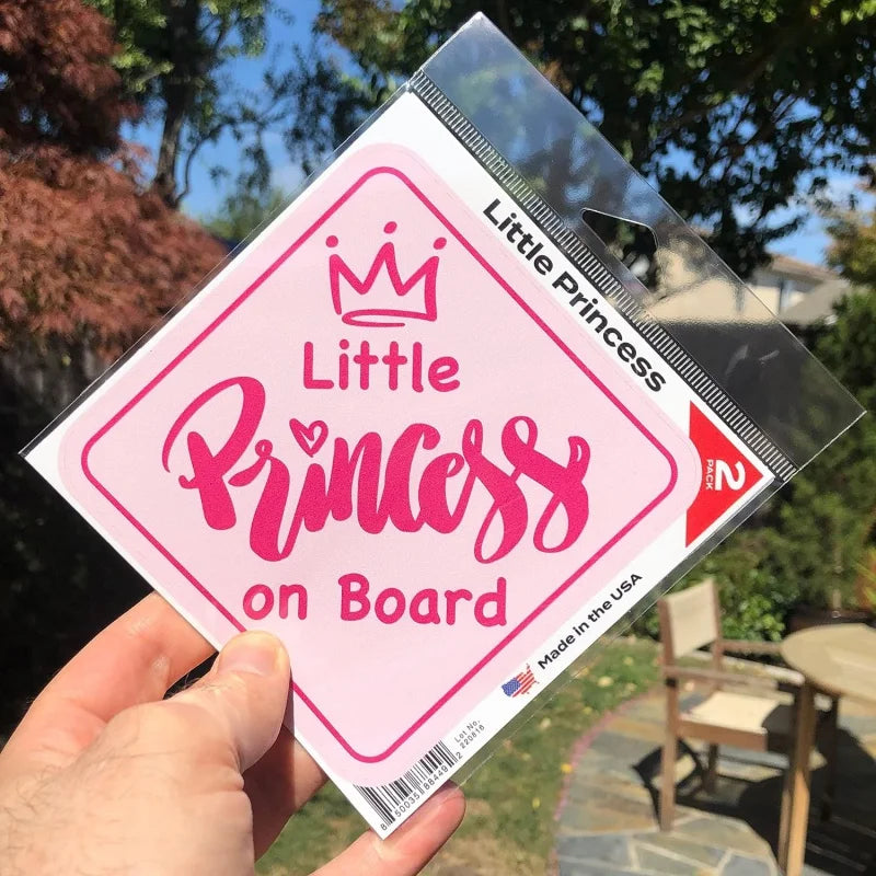 Princess On Board Pink Vinyl Car Sticker | Baby Girl Decal