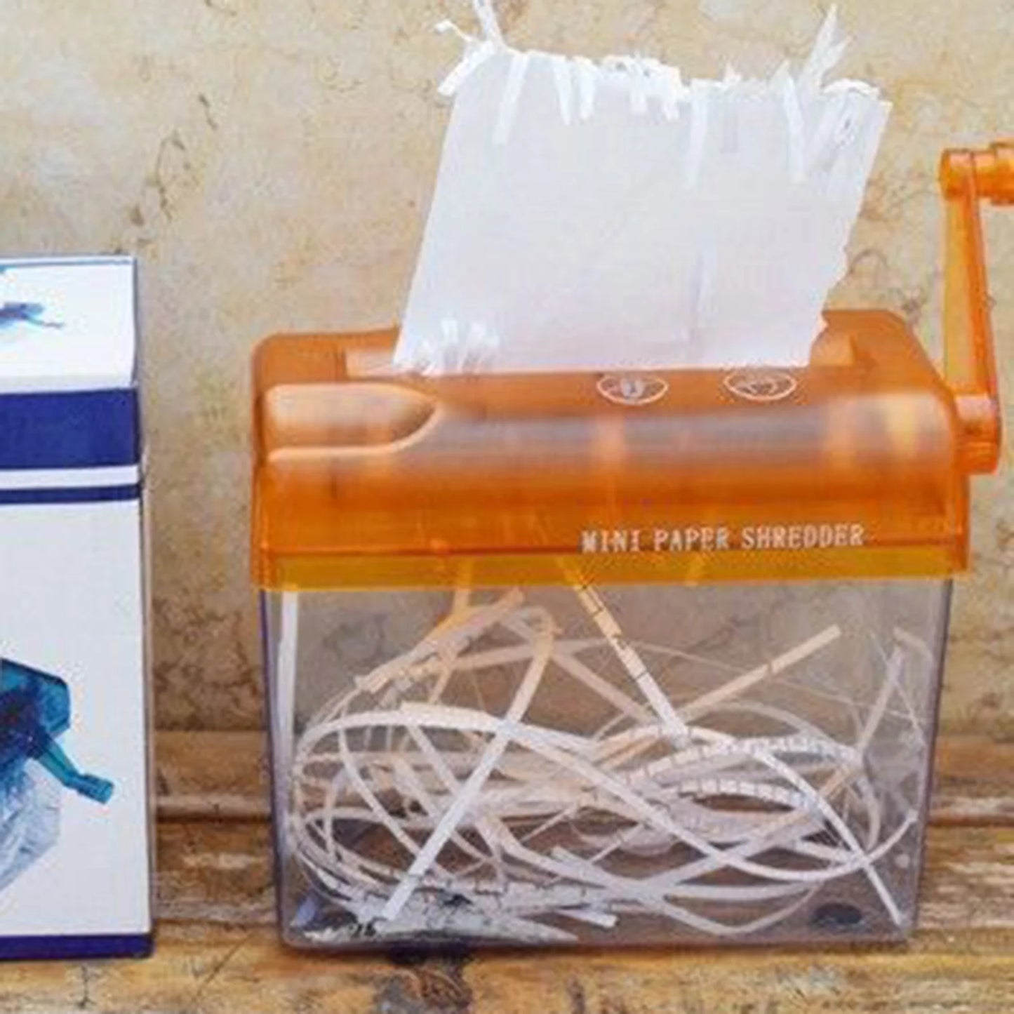 Portable Manual Paper Shredder Easy to Use with Transparent Plastic Window Bin Suitable for Home Office Shelf Peaceful Pleasures Health and Wellness Orang
