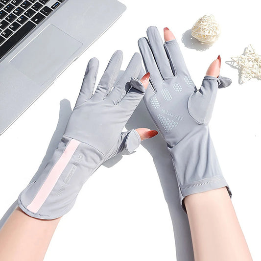 Summer Sun Protection Gloves Women Thin Ice Silk UV Protection Touch Screen Anti-slip for Driving and Cycling Breathable Gloves Peaceful Pleasures Health and Wellness