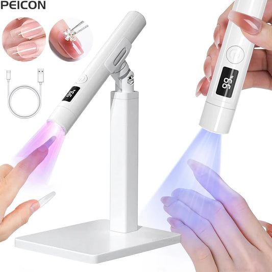 UV LED Nail Lamp Mini Portable Nail Dryer Stand Lamp UV Nails Drying Lamp for Manicure Professional Ultraviolet Nail UV Light Peaceful Pleasures Health and Wellness