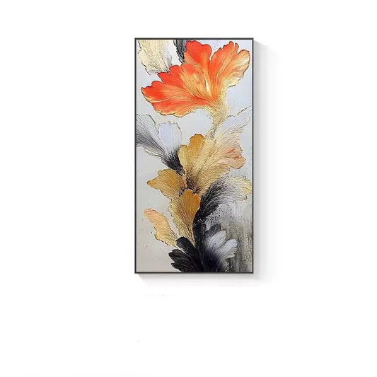 Pure Handmade Oil Painting, Ginkgo Leaves, Cream Style Hanging Painting, Living Room Mural, Sofa Background Decoration Painting Peaceful Pleasures Health and Wellness No frame 50cmx80cm