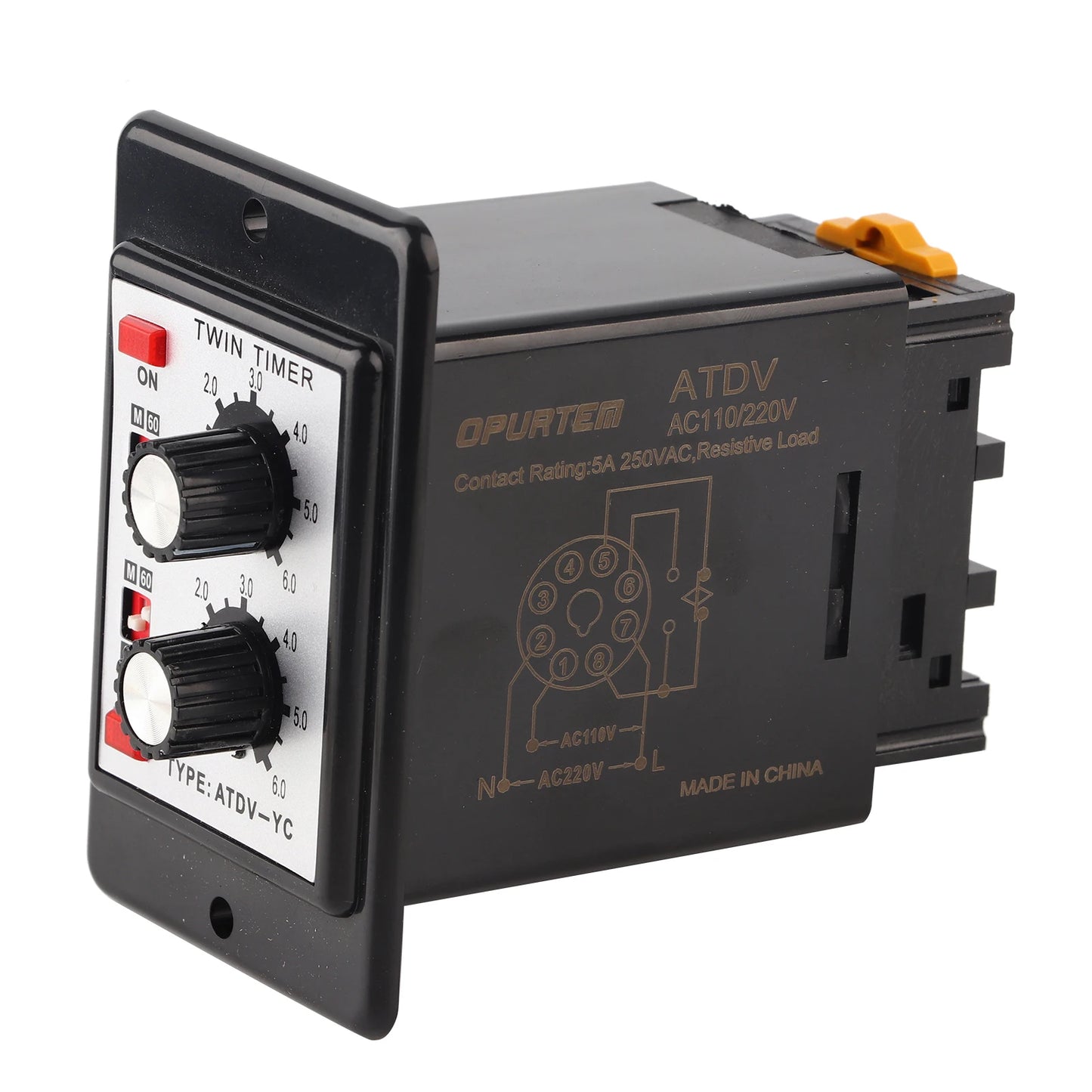 ATDV-YC 6S-60M Twin Timer Relay Off Switch Knob Control Time