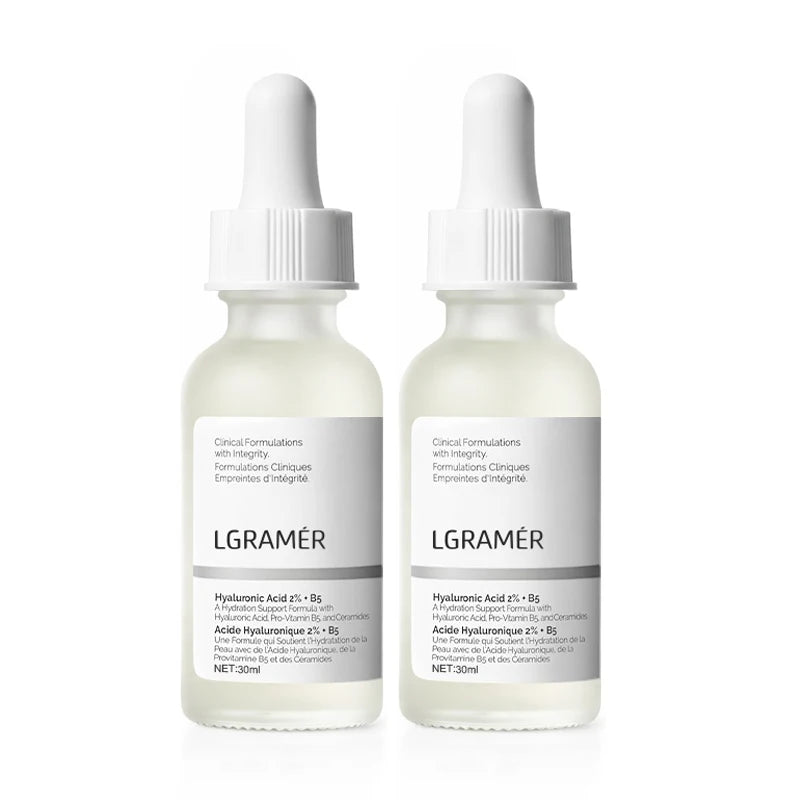 2% Hyaluronic Acid + B5 Serum with Ceramide Multivitamin Moisturizing Essence 30ml Soft Smooth Skin Facial Care Liquid Peaceful Pleasures Health and Wellness 30ml-2pcs