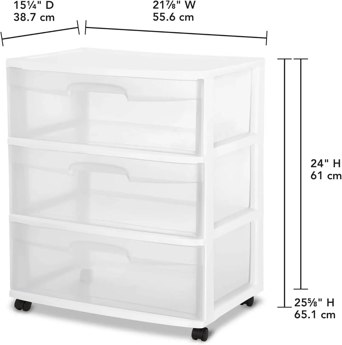 White storage unit with dimensions labeled on a white background
