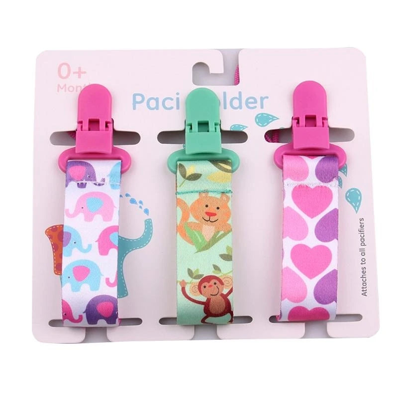 Cartoon Baby Pacifier Clips 3-Pack | Soother Holder Chain