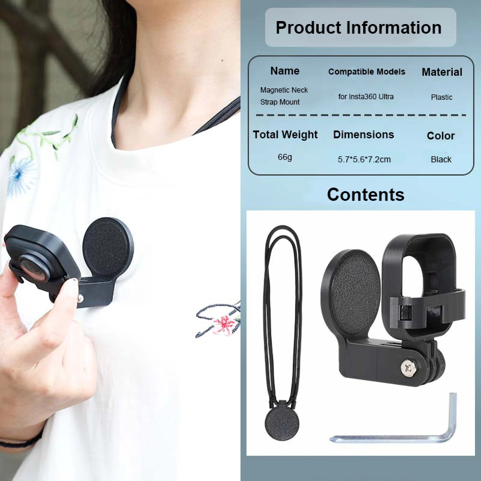 Neck Hold Mount For Insta360 Go Ultra Magnetic Neck Mount Hanging Bracket Camera Accessories With Three Built-In Strong Magnets Peaceful Pleasures Health and Wellness