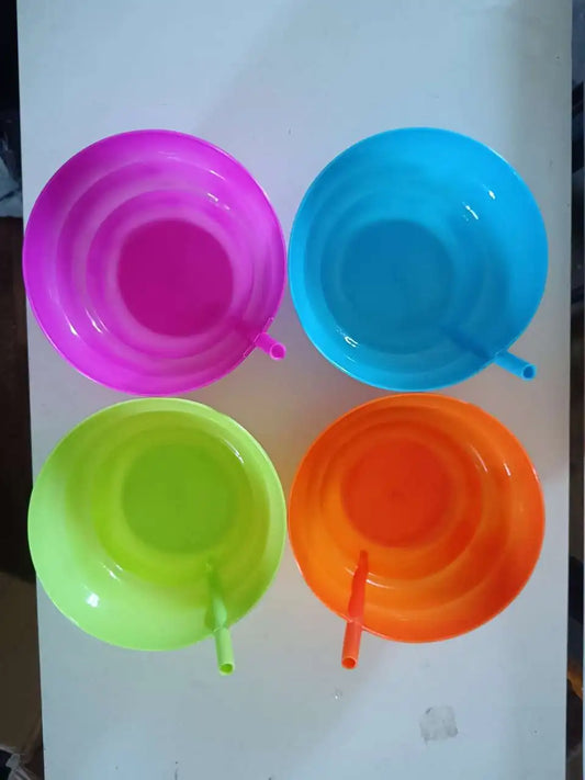 4PCS Cereal Bowls with Straws for Kids 20 Ounce BPA-Free Plastic Reusable Bowls with Built-In Straws for Children Peaceful Pleasures Health and Wellness 4PCS