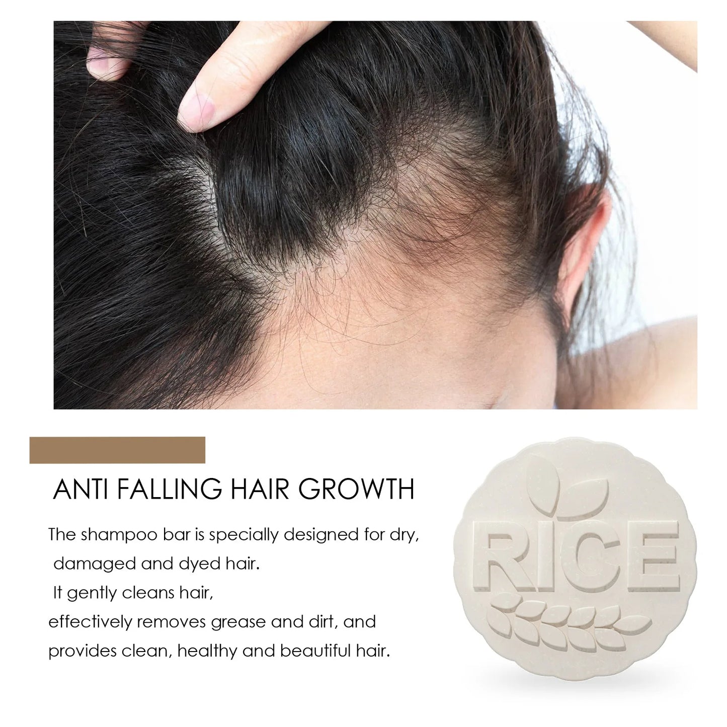 Hair Care Rice Soap Effectively Remove Dandruff Repairing Damaged Scalp Prevent Hair Loss Control Oil Moisturizing Rice Shampoo Peaceful Pleasures Health and Wellness
