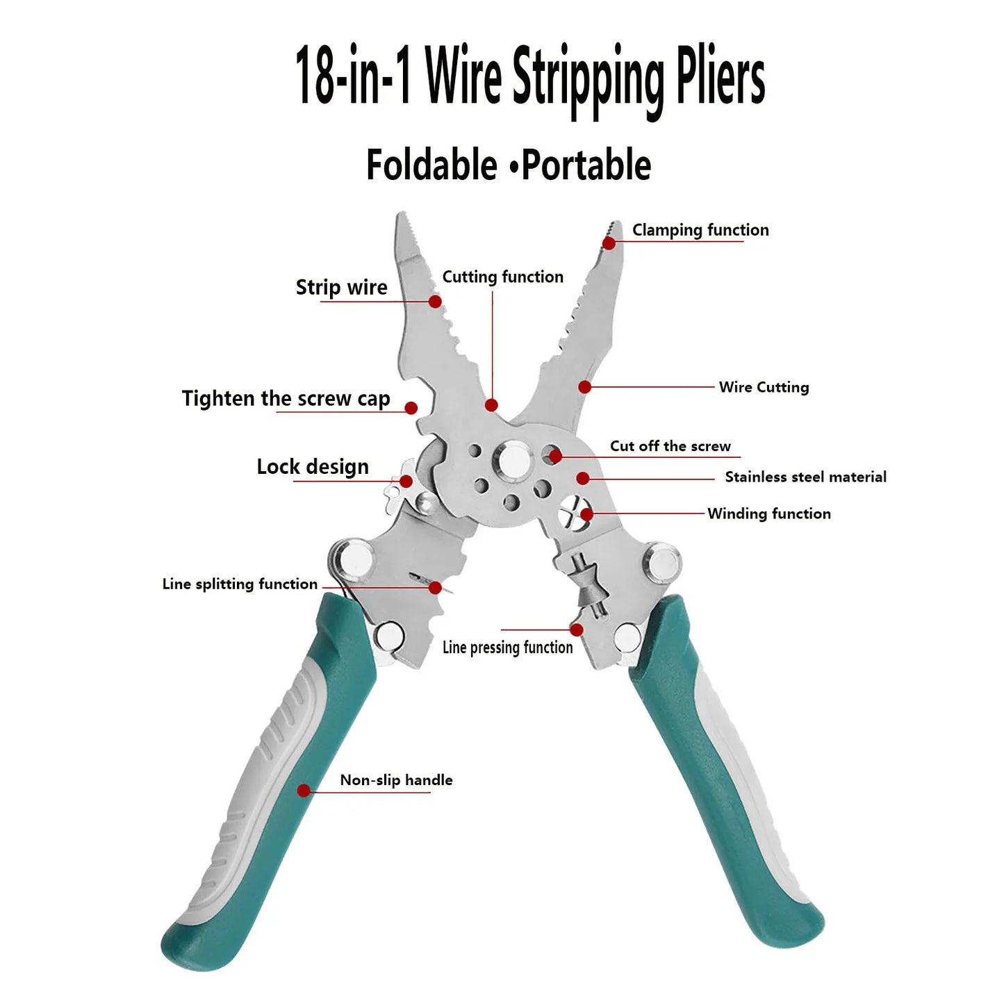 Foldable Wire Stripper Pulley Design Multi-function Electrician