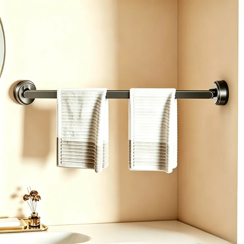 No-Drill Suction Cup Towel Bar & Hook Rack | Bathroom Kitchen