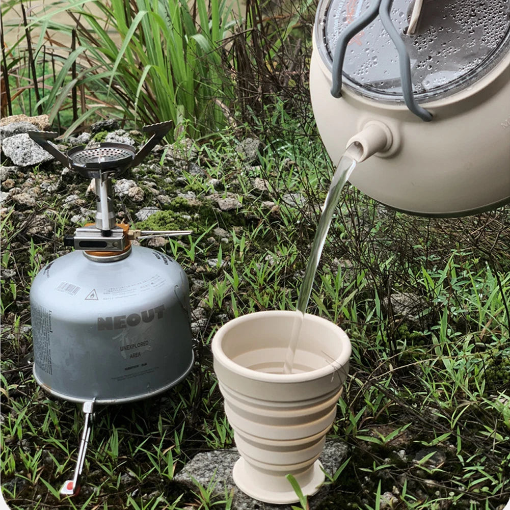 Outdoor Folding Silicone Kettle Portable Mini Boiling Water Pot with Handle Camping Kettle Pan Pot for Travel Picnic Tableware Peaceful Pleasures Health and Wellness
