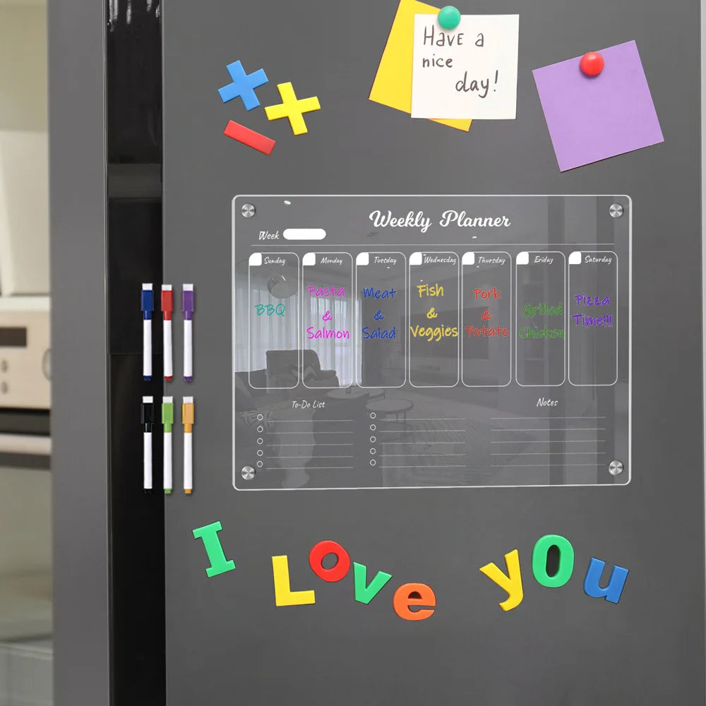 A4 Weekly Planner Magnetic Board Transparent Acrylic Memo Note
