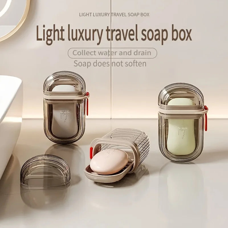Portable Travel Soap Box – Double-Layer Lid & Drain Hole