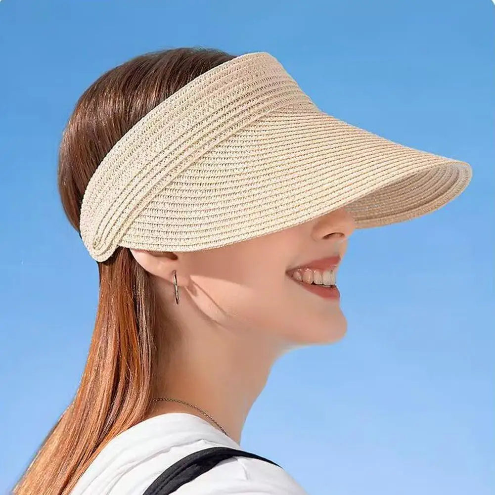 Wide Brim Straw Visor Hat – UPF 50+ UV Sun Protection