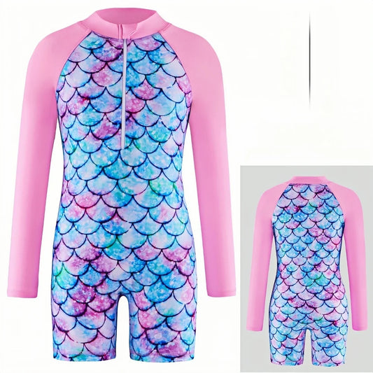 Princess Swimsuit Children's summer mermaid girls one-piece Long Sleeve Swimming Beach Wear Kids Children Swimwear Suit Peaceful Pleasures Health and Wellness