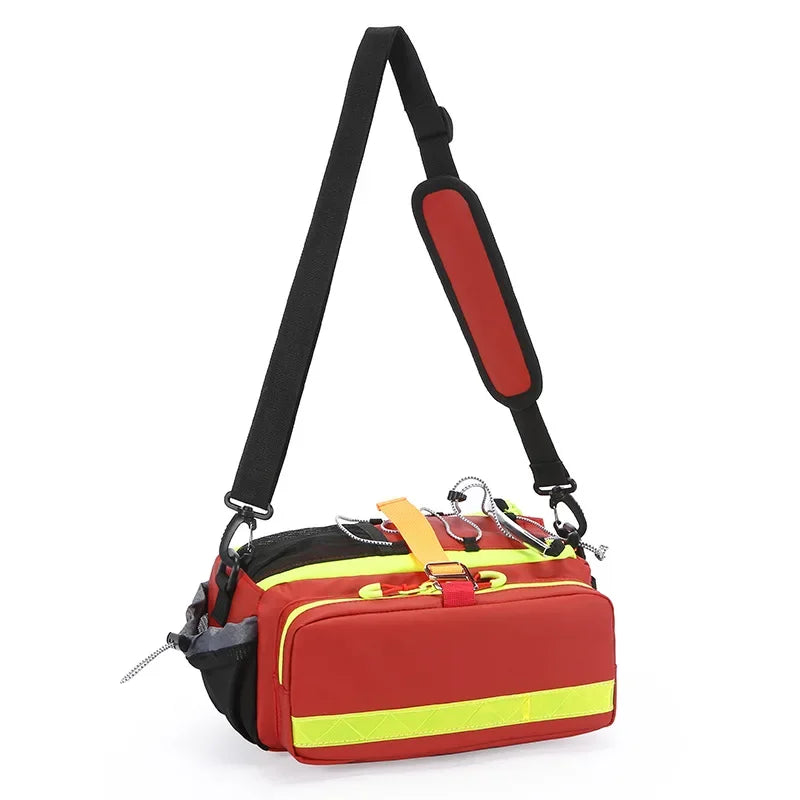 Waterproof Emergency Medical Pouch Waist Crossbody Life Monitoring Single Soldier Disposal Color Code Indication First Aid Kit Peaceful Pleasures Health and Wellness Red No side bag