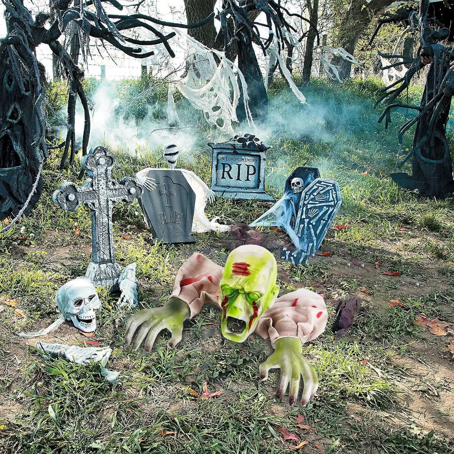 Halloween Glowing Skeleton Ground Plug Decoration | Warm Light