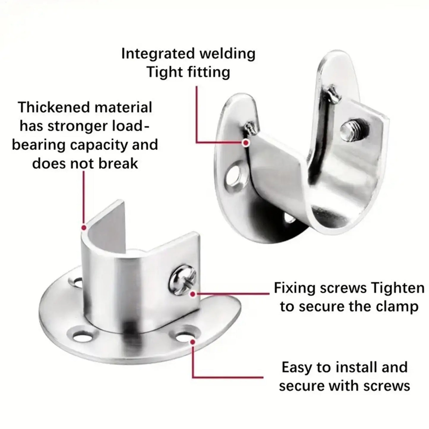 2pieces Closet Rod Holder Stainless Steel 32mm Hanger End Closet Rod Brackets Heavy Duty for Laundry Bathroom Bedroom Apartment Peaceful Pleasures Health and Wellness