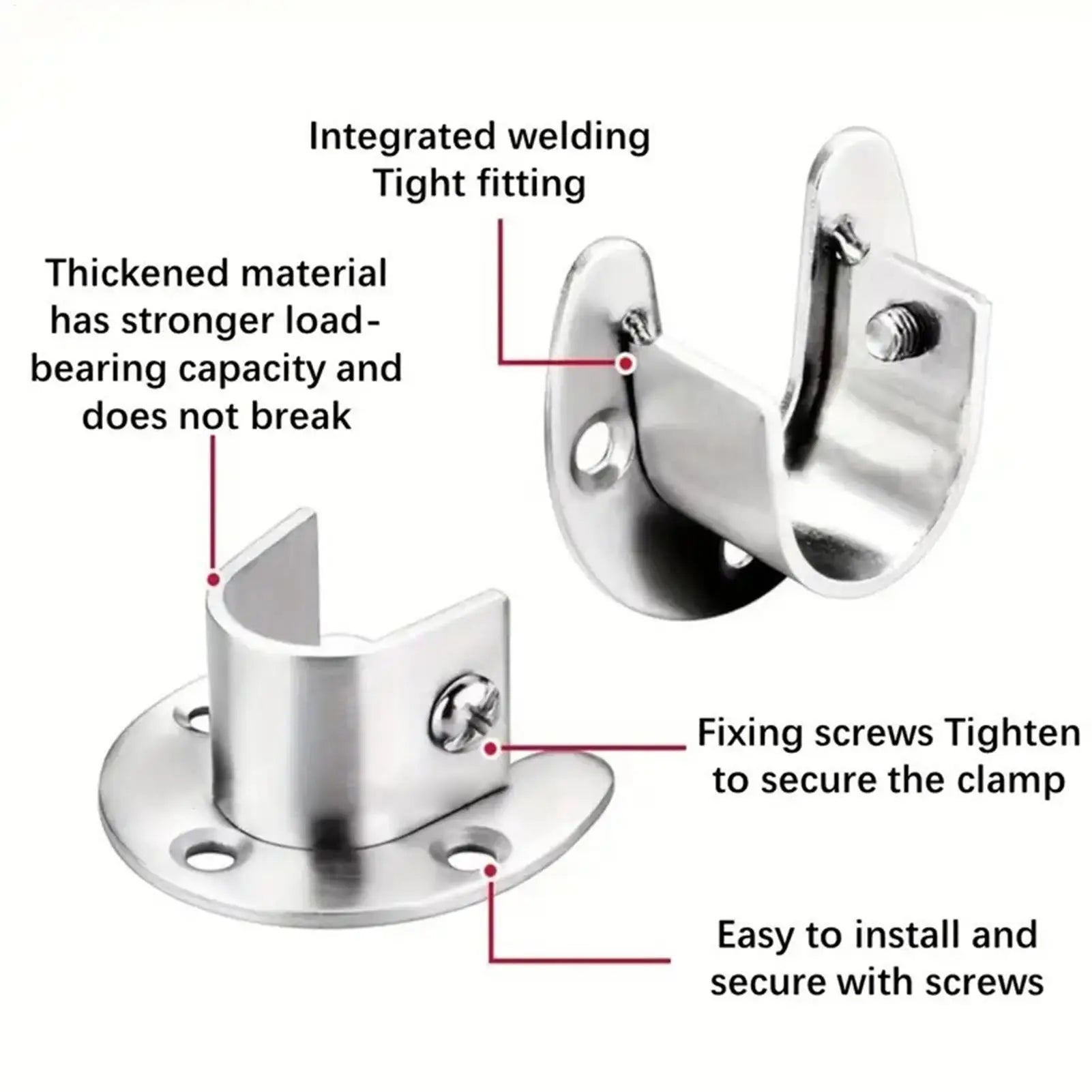 2pieces Closet Rod Holder Stainless Steel 32mm Hanger End Closet Rod Brackets Heavy Duty for Laundry Bathroom Bedroom Apartment Peaceful Pleasures Health and Wellness