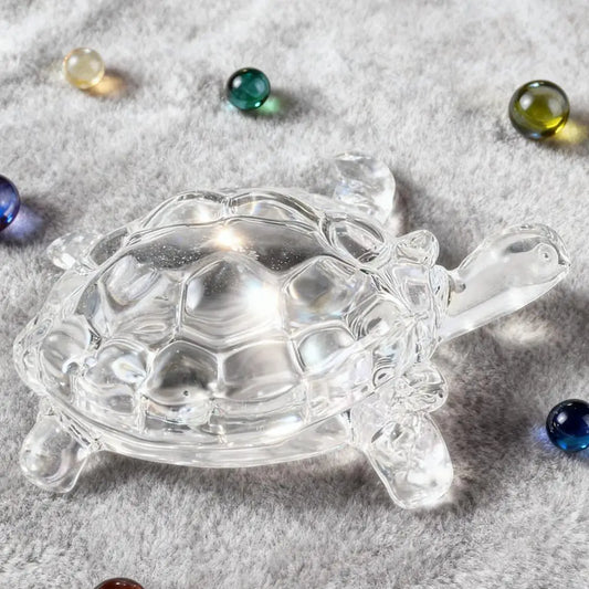 Clear Glass Turtle Figurine | Lucky Decorative Ornament Glass Figurine Oasis Select