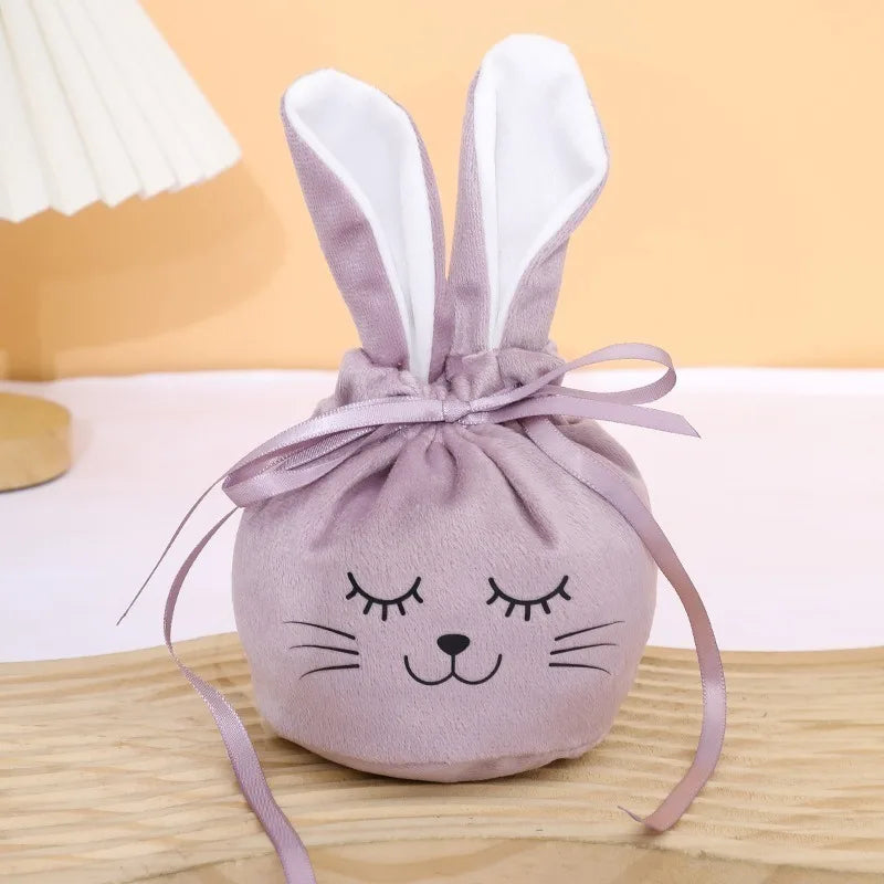 Easter Bunny Ears Velvet Drawstring Gift Bags – Party Favors