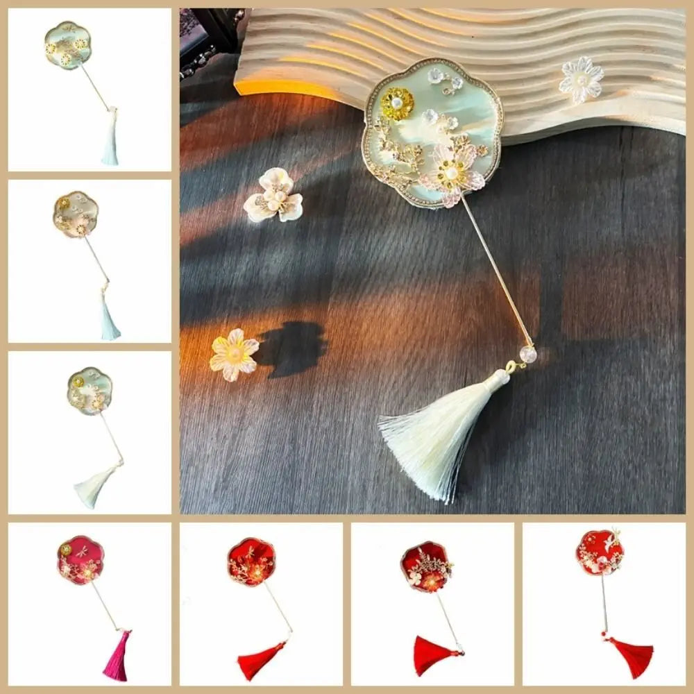 Vintage Chinese Silk Fan with Tassels & Pendant | Bridal Wedding