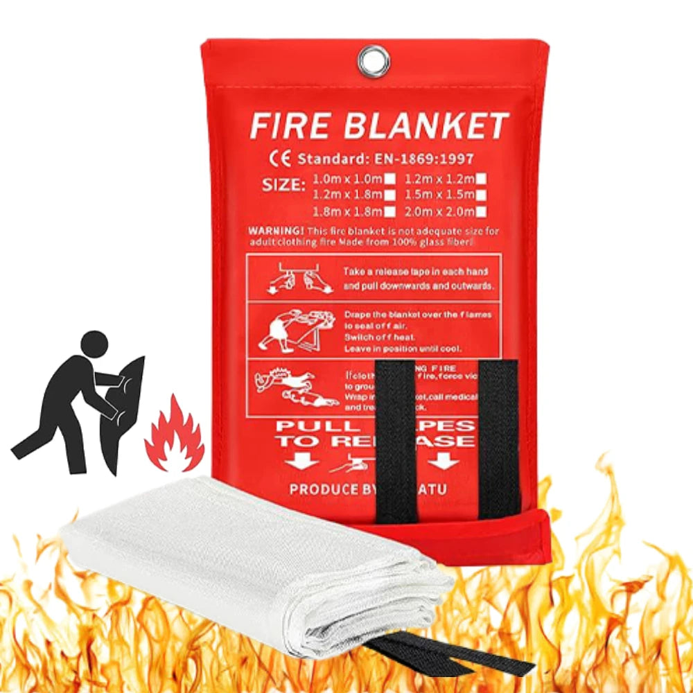 Emergency Fire Blanket – Flame Suppression Safety Cloth 1M x 1M