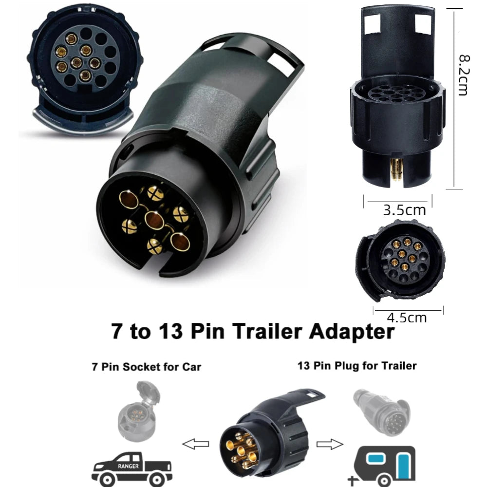 13 Pin to 7 Pin 12V Trailer Plug Adapter | Waterproof Connector