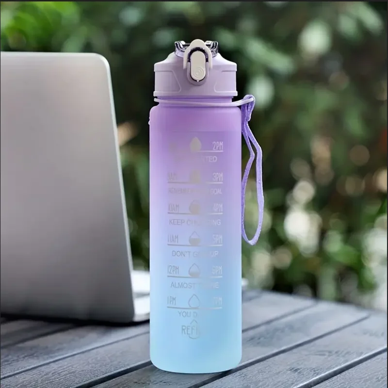 700ml Inspirational Outdoor Sports Water Cup With Time Scale And Drop-Resistant Lid - Portable And Fashionable Peaceful Pleasures Health and Wellness Purple
