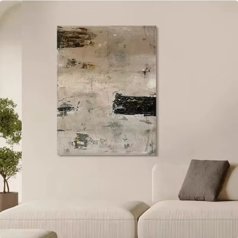 Handmade Canvas Oil Painting, Modern Abstract Black Grey Texture Mural, Images Of Home Decor,Living Room Bedroom and Dining Room Peaceful Pleasures Health and Wellness No frame 50cmx75cm