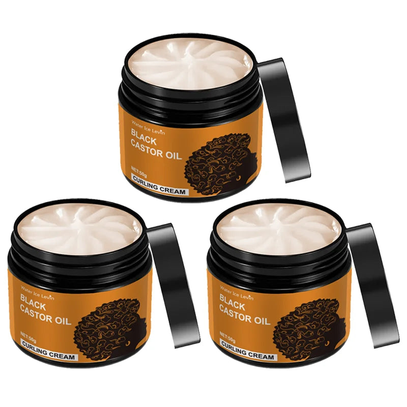 Black Castor Oil Curling Cream – Frizz-Free Curl Styler, All Types Curl Styling Cream Peaceful Pleasures Health and Wellness 3 Pieces
