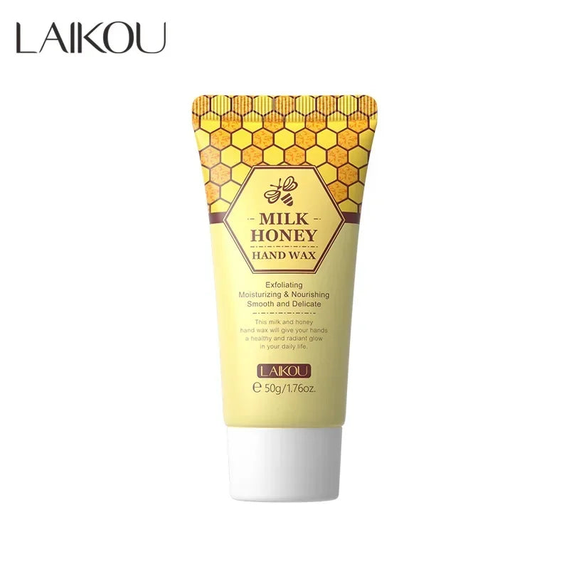 LAIKOU Cherry Blossom Honey Milk Hand Wax Mask – Exfoliating & Moisturizing Peaceful Pleasures Health and Wellness 50g