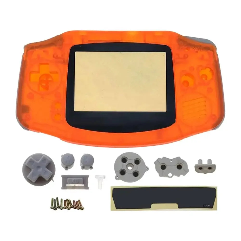 Full Housing Shell Replacement for Game Boy Advance GBA Clear Transparent Custom Case Cover Buttons Screws Full Set DIY Repair Peaceful Pleasures Health and Wellness Clear Orange