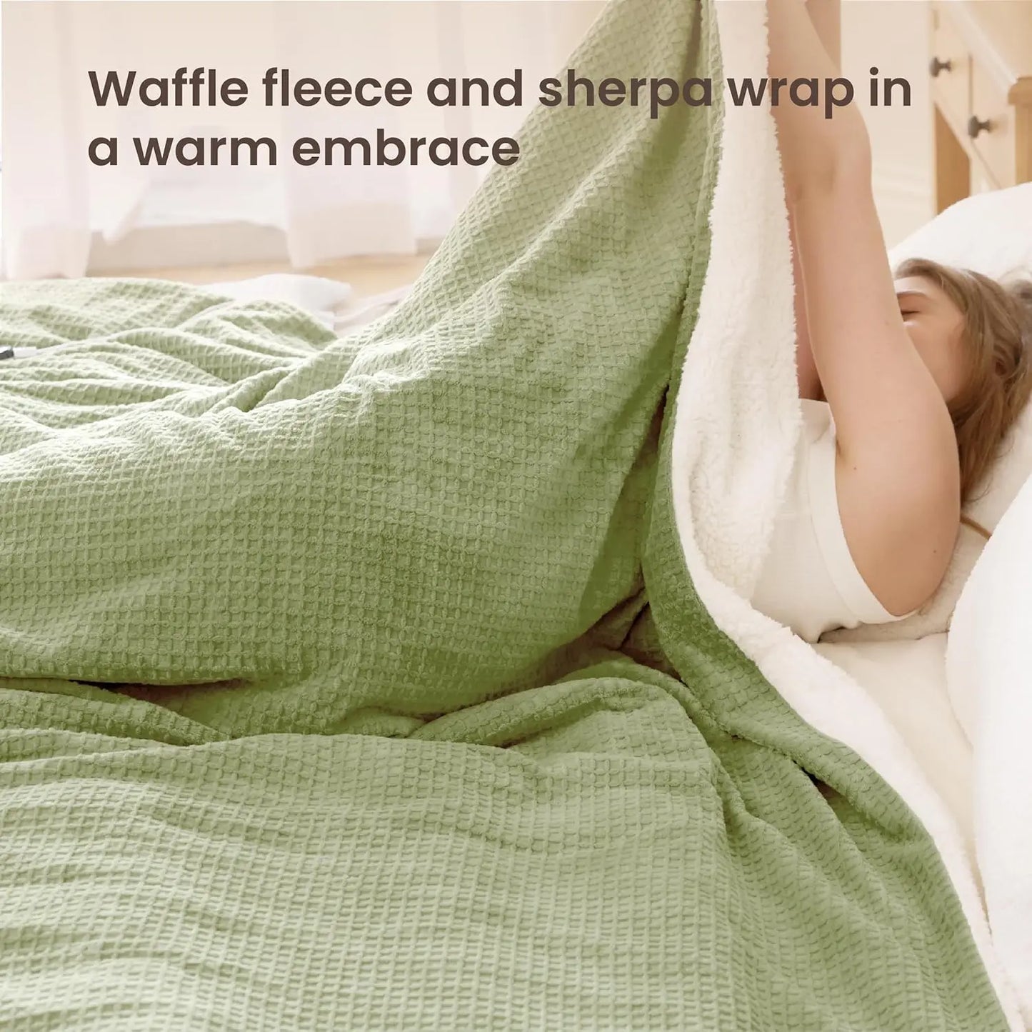 Queen Size Electric Heated Blanket – Sherpa Fleece, 6 Heat Levels, ETL Certified Electric Blanket Peaceful Pleasures Health and Wellness