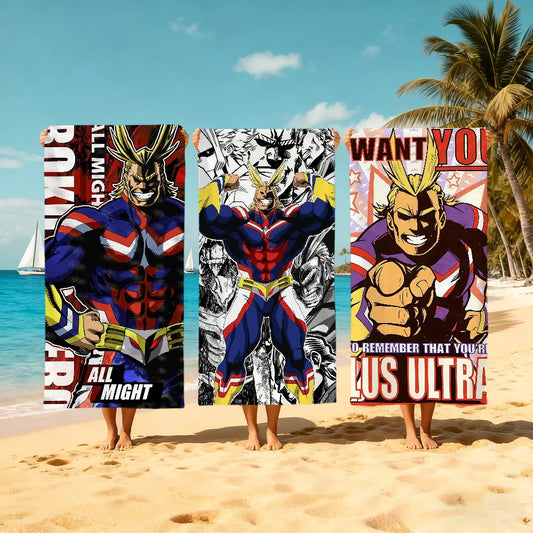 All Might Anime Quick-Dry Beach Towel | Gym, Travel & Pool Quick-Dry Beach Towel Peaceful Pleasures Health and Wellness