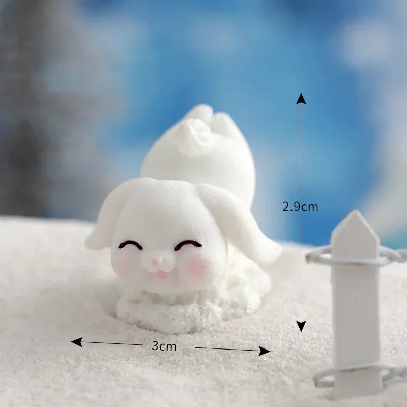 Figurines Christmas Rabbit Micro Landscape Snowman Bunny Ornament Desk Accessories For Home Decoration Kids Gifts Miniature Peaceful Pleasures Health and Wellness 4