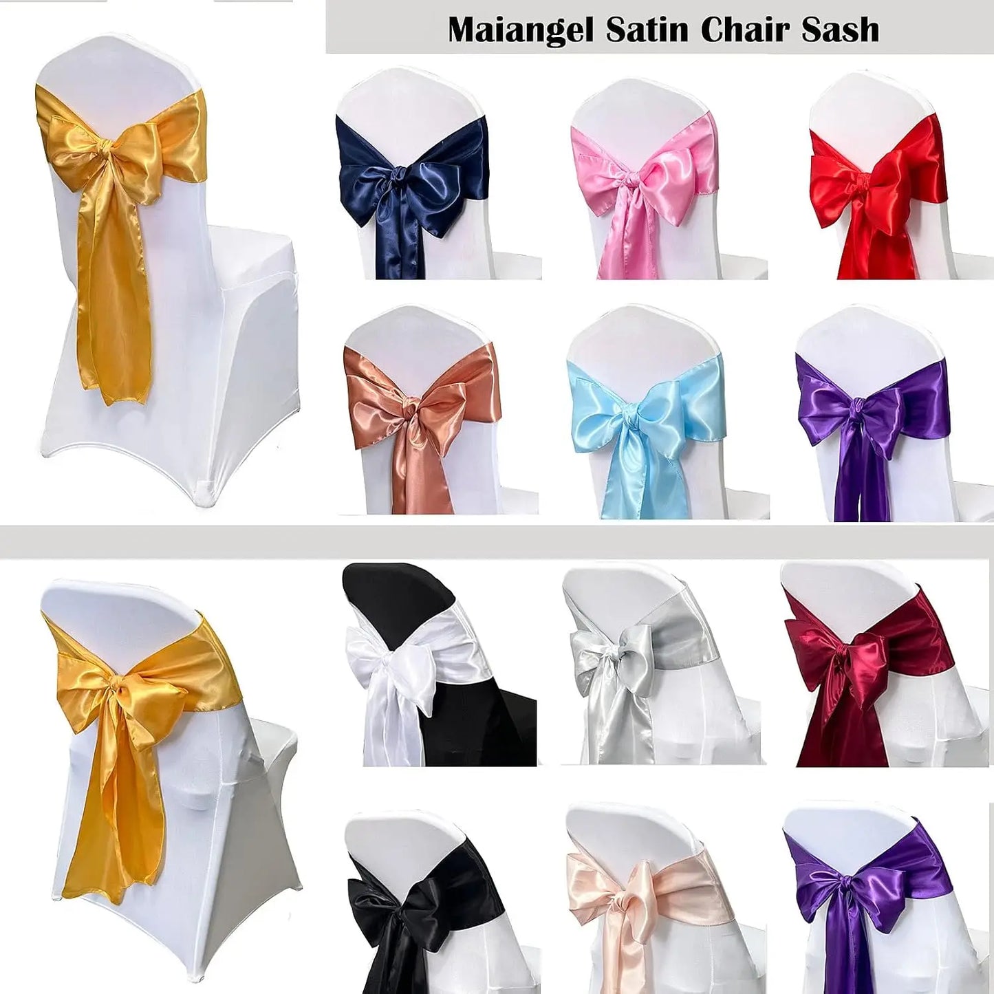 Satin Chair Sashes Bows 5PCS | Wedding & Party Decoration
