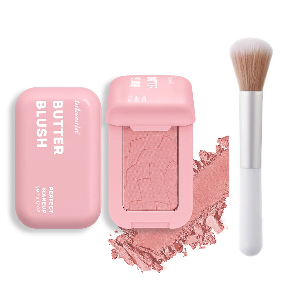 Professional Makeup Powder Blush 12HR Wear Vegan Formula Blusher Makeup Blush in Bar Cosmetics Palette Powder Pink Cream Face Peaceful Pleasures Health and Wellness color3 and brush