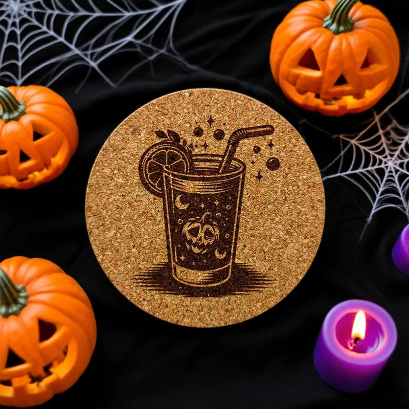 Halloween Cocktail Cork Coasters Set of 4 | Party Home Decor