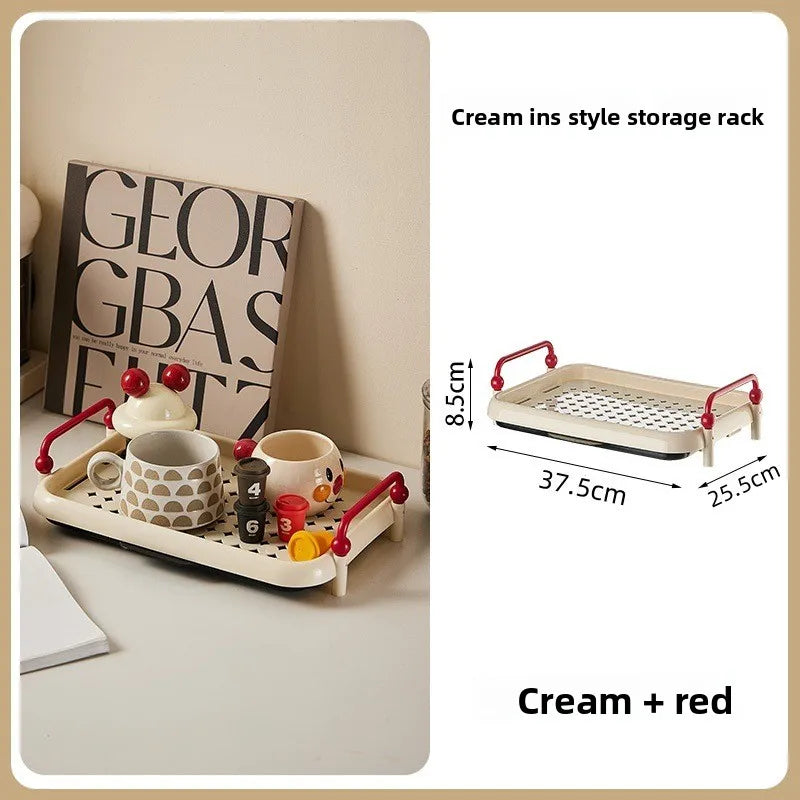 Cup Holder Organizer Desktop Water Cup Storage Rack Cream Style Kitchen Shelf Peaceful Pleasures Health and Wellness Red 1 Layer