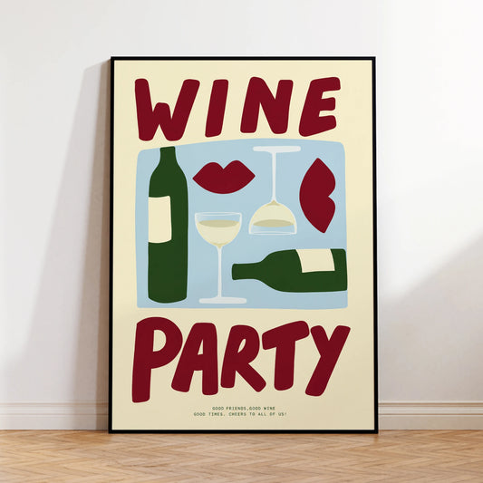 Wine Party Quotes Canvas Wall Art Print | Bar & Home Decor Canvas Wall Art Peaceful Pleasures Health and Wellness G4808 30x40cm Unframed