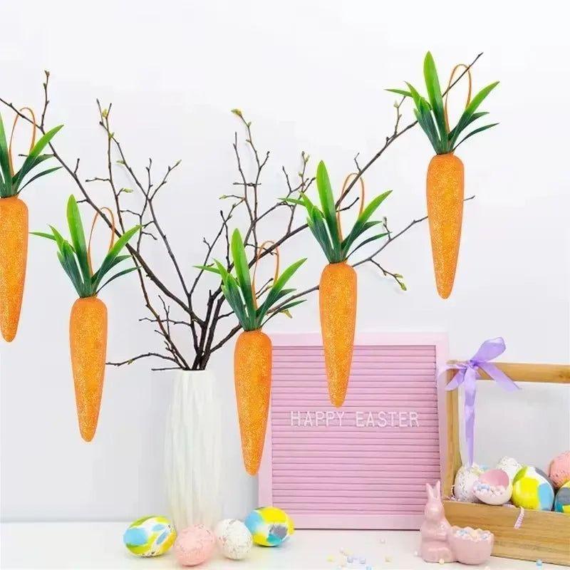 Mini Foam Easter Carrot Hanging Decorations – 6 to 120 Pack